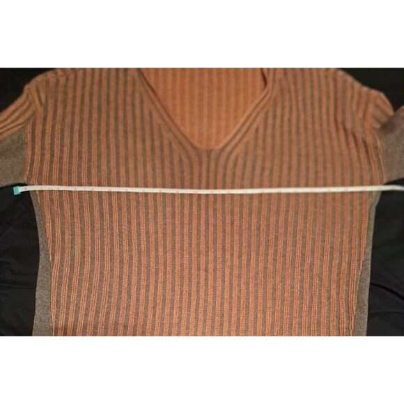 Smartwool Woman's Size L Orange/Gray V-Neck Long Sleeve Sweater Ribbed Stretch - Picture 6 of 11